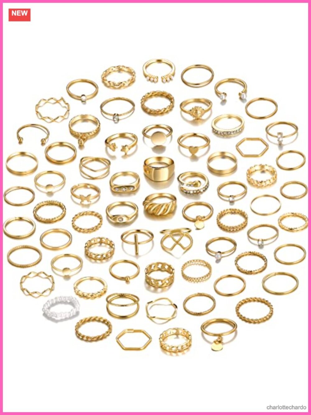 68 Pcs Gold Knuckle Ring Set Boho Stackable Midi Rings for Women Alloy